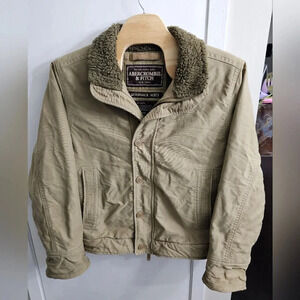 Vintage Abercrombie &‎ Fitch Adirondack Jacket Men XL Fur Lined Beige Heavy Coat